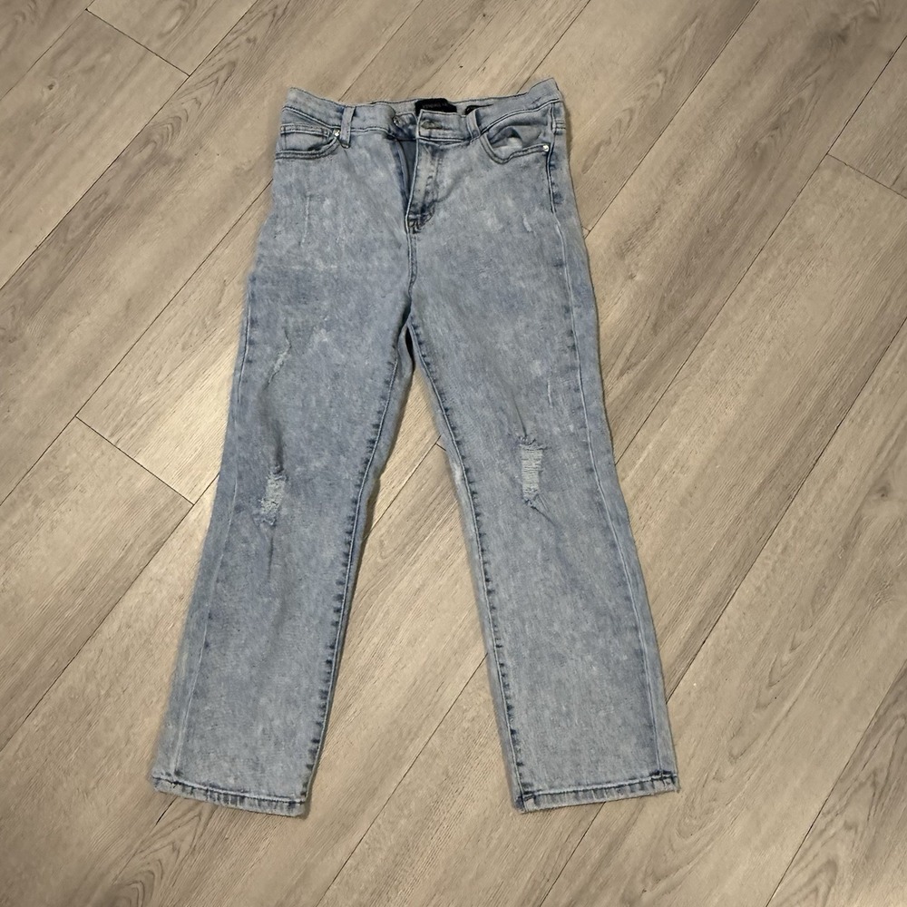 Kendall + Kylie Womens The Iconic High Rise Jeans 9/29 Acid Wash Blue Straight